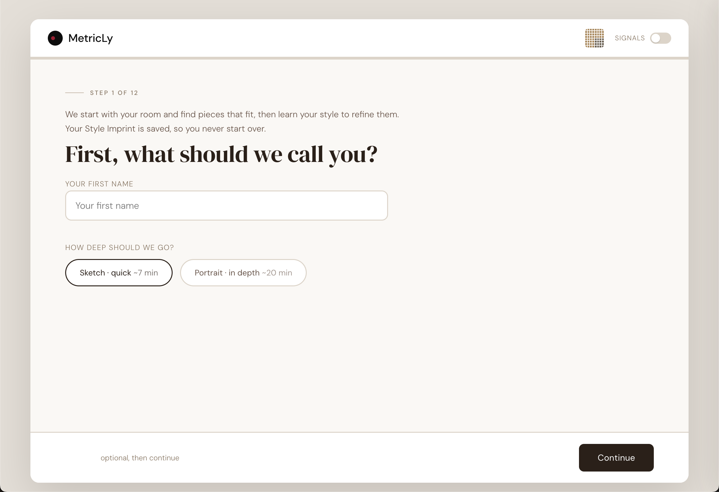 MetricLy Quiz Redesign