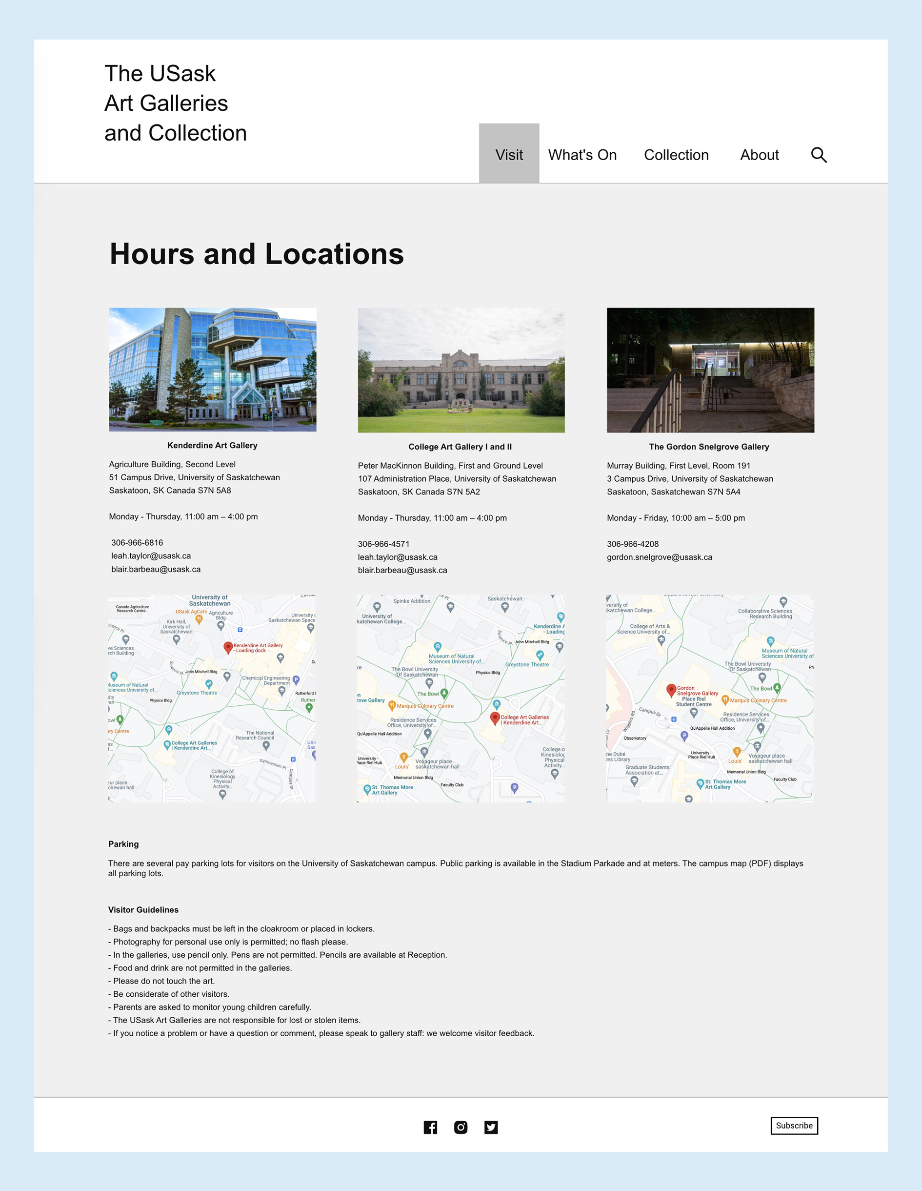 Hours and Locations Page